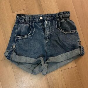 Dark wash denim shorts